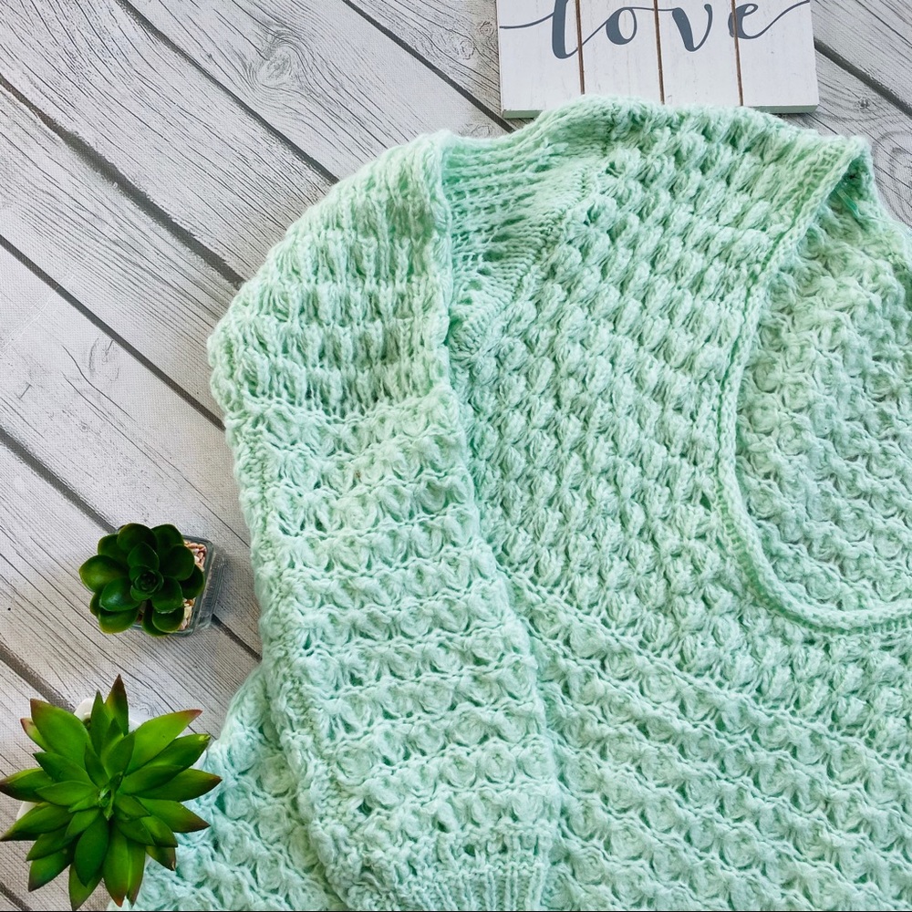 Free People Oversized Mint Open-Knit Sweater NWOT - Picture 3 of 6